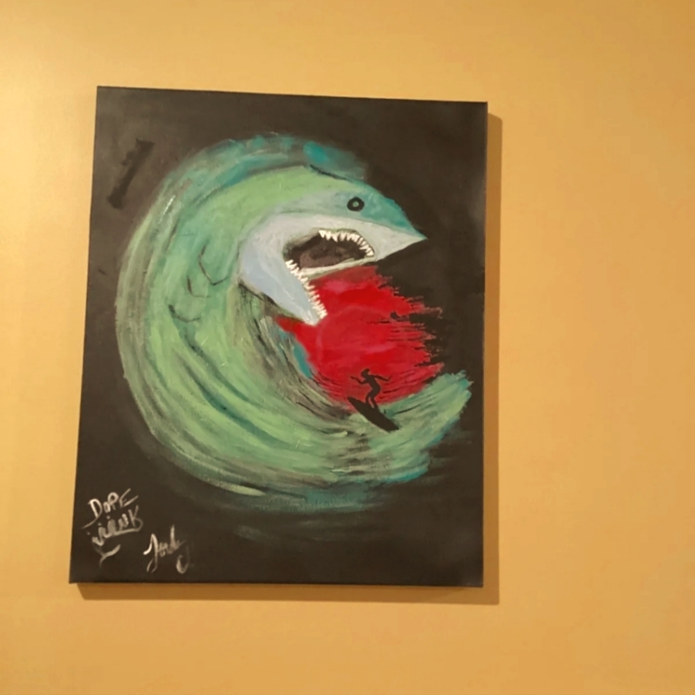 Acrylic canvas shark painting